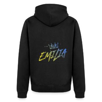 Emilia - Unisex Premium Bio Zip Hoodie - Schwarz - Hinten - Nico (187cm)