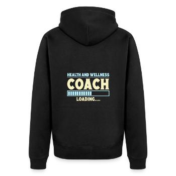 Fitness Motivation Bodybuilder Health Coach Gym - Unisex Premium Bio Zip Hoodie - Schwarz - Hinten - Nico (187cm)