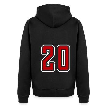 20 Zahl symbol - Unisex Premium Bio Zip Hoodie - Schwarz - Hinten - Nico (187cm)