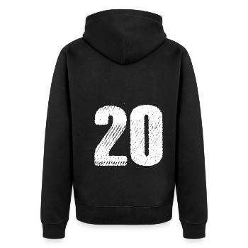 20 Zahl Trikot - Unisex Premium Bio Zip Hoodie - Schwarz - Hinten - Nico (187cm)