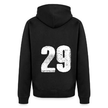 29 Zahl Trikot - Unisex Premium Bio Zip Hoodie - Schwarz - Hinten - Nico (187cm)