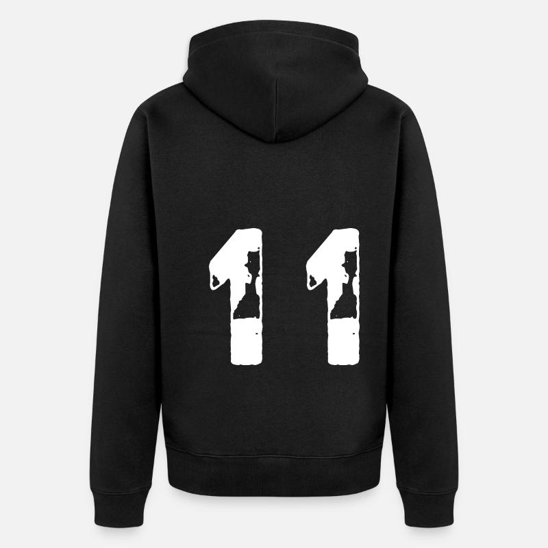 11 Maillot numéro - Veste à capuche bio Premium Unisexe - noir