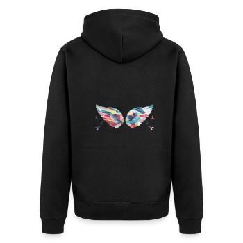 Angelwings,Wings,Aquarelle,Coloré,Angel Wings - Veste à capuche bio Premium Unisexe - noir - Dos - Nico (187cm)
