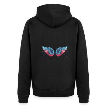 Angelwings,Wings,Aquarelle,Coloré,Angel Wings - Veste à capuche bio Premium Unisexe - noir - Dos - Nico (187cm)