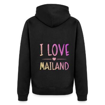 I Love Mailand - Unisex Premium Bio Zip Hoodie - Schwarz - Hinten - Nico (187cm)