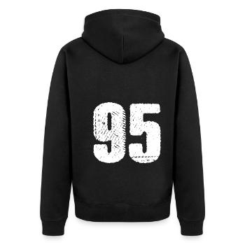 Maillot à 95 numéros - Veste à capuche bio Premium Unisexe - noir - Dos - Nico (187cm)