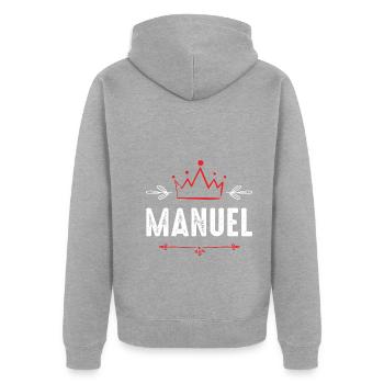 Manuel - Unisex Premium Organic Zip Hoodie - heather grey - Back - Nico (187cm)