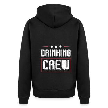 Drinking Crew - Unisex Premium Bio Zip Hoodie - Schwarz - Hinten - Nico (187cm)