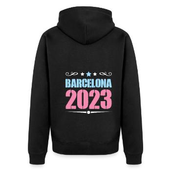 Barcelone 2023 - Veste à capuche bio Premium Unisexe - noir - Dos - Nico (187cm)