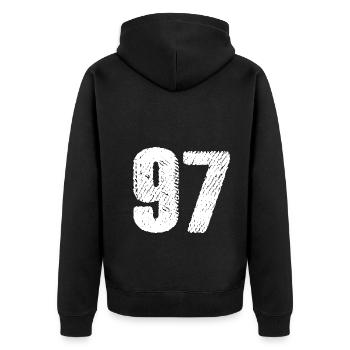 Maillot numéro 97 - Veste à capuche bio Premium Unisexe - noir - Dos - Nico (187cm)