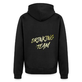 Drinking Team - Unisex Premium Bio Zip Hoodie - Schwarz - Hinten - Nico (187cm)