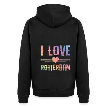 J’adore Rotterdam - Veste à capuche bio Premium Unisexe - noir - Dos - Nico (187cm)