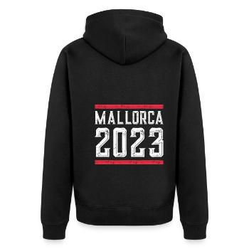 Mallorca 2023 - Unisex Premium Bio Zip Hoodie - Schwarz - Hinten - Nico (187cm)