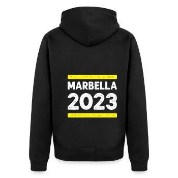 Marbella 2023 - Veste à capuche bio Premium Unisexe - noir - Dos - Nico (187cm)