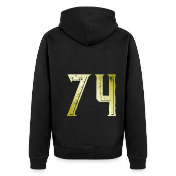 74 number symbol - Unisex Premium Organic Zip Hoodie - black - Back - Nico (187cm)