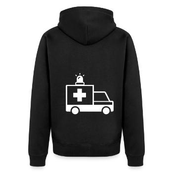Krankenwagen Ambulance - Unisex Premium Bio Zip Hoodie - Schwarz - Hinten - Nico (187cm)