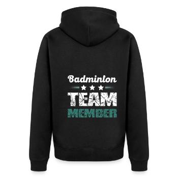 Badminton Team - Unisex Premium Bio Zip Hoodie - Schwarz - Hinten - Nico (187cm)