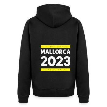 Mallorca 2023 - Unisex Premium Bio Zip Hoodie - Schwarz - Hinten - Nico (187cm)