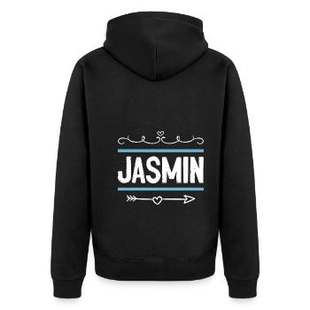 Jasmin - Unisex Premium Bio Zip Hoodie - Schwarz - Hinten - Nico (187cm)