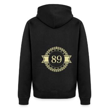 89 Number Emblem - Unisex Premium Organic Zip Hoodie - black - Back - Nico (187cm)