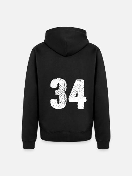 Maillot à 34 numéros - Veste à capuche bio Premium Unisexe - noir