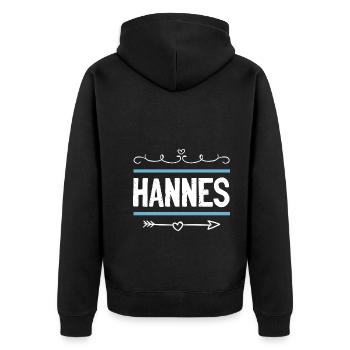 Hannes - Unisex Premium Bio Zip Hoodie - Schwarz - Hinten - Nico (187cm)