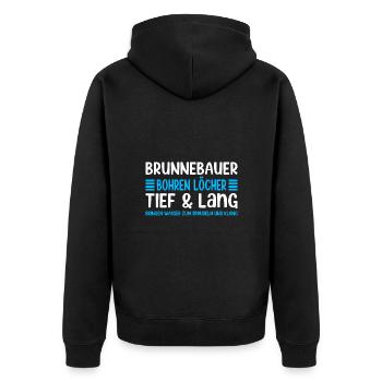 Well Builder Saying Drilling Holes Deep & Long - Unisex Premium Organic Zip Hoodie - black - Back - Nico (187cm)