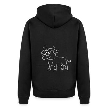 Stier Comic Tier - Unisex Premium Bio Zip Hoodie - Schwarz - Hinten - Nico (187cm)