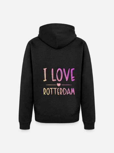 I Love Rotterdam - Unisex Premium Organic Zip Hoodie - black