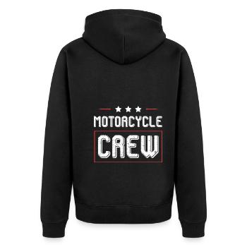 Motorcycle Crew - Unisex Premium Bio Zip Hoodie - Schwarz - Hinten - Nico (187cm)