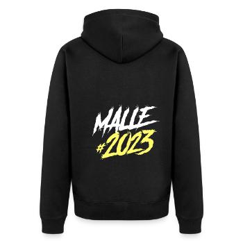 Malle 2023 - Unisex Premium Bio Zip Hoodie - Schwarz - Hinten - Nico (187cm)