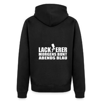 Lackierer - Unisex Premium Bio Zip Hoodie - Schwarz - Hinten - Nico (187cm)