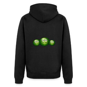 familie, melone,wassermelone,melonen - Unisex Premium Bio Zip Hoodie - Schwarz - Hinten - Nico (187cm)