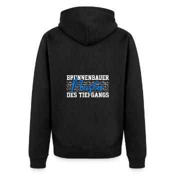 Well builder saying master of depth - Unisex Premium Organic Zip Hoodie - black - Back - Nico (187cm)