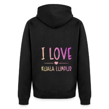 I Love Kuala Lumpur - Unisex Premium Bio Zip Hoodie - Schwarz - Hinten - Nico (187cm)
