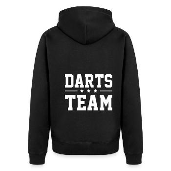 Darts Team - Unisex Premium Bio Zip Hoodie - Schwarz - Hinten - Nico (187cm)
