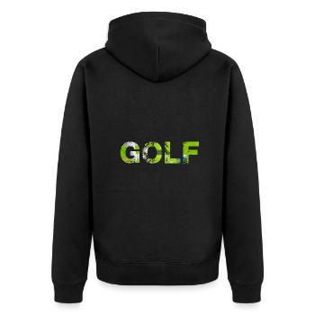 Golf,Font,Typo,Sport - Unisex Premium Organic Zip Hoodie - black - Back - Nico (187cm)