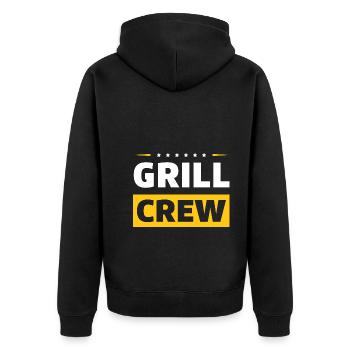 Grill Crew - Unisex Premium Bio Zip Hoodie - Schwarz - Hinten - Nico (187cm)