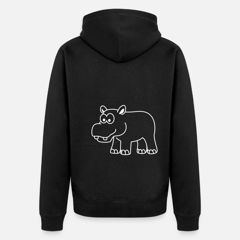 Nilpferd Comic Tier - Unisex Premium Bio Zip Hoodie - Schwarz