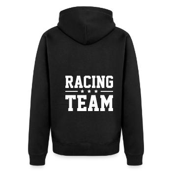 Racing Team - Unisex Premium Bio Zip Hoodie - Schwarz - Hinten - Nico (187cm)