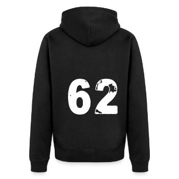 62 Number jersey - Unisex Premium Organic Zip Hoodie - black - Back - Nico (187cm)
