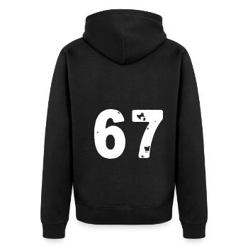 67 Maillot numéro - Veste à capuche bio Premium Unisexe - noir - Dos - Nico (187cm)