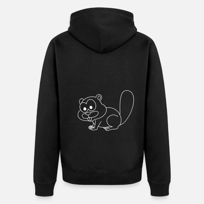 Castor Comic Animal - Veste à capuche bio Premium Unisexe - noir