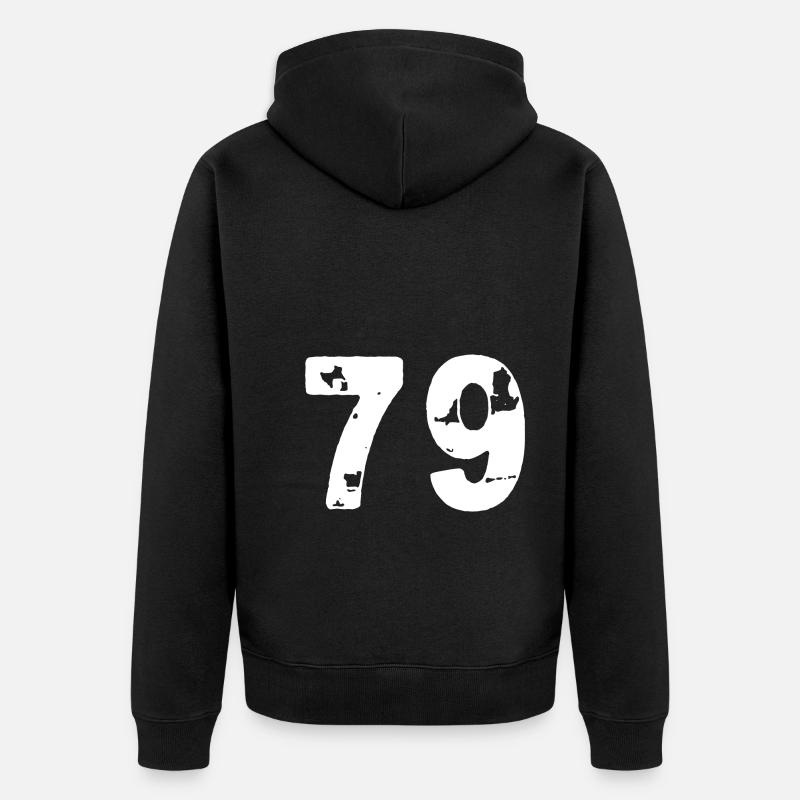 79 Maillot numéro - Veste à capuche bio Premium Unisexe - noir