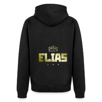 Elias - Unisex Premium Organic Zip Hoodie - black - Back - Nico (187cm)