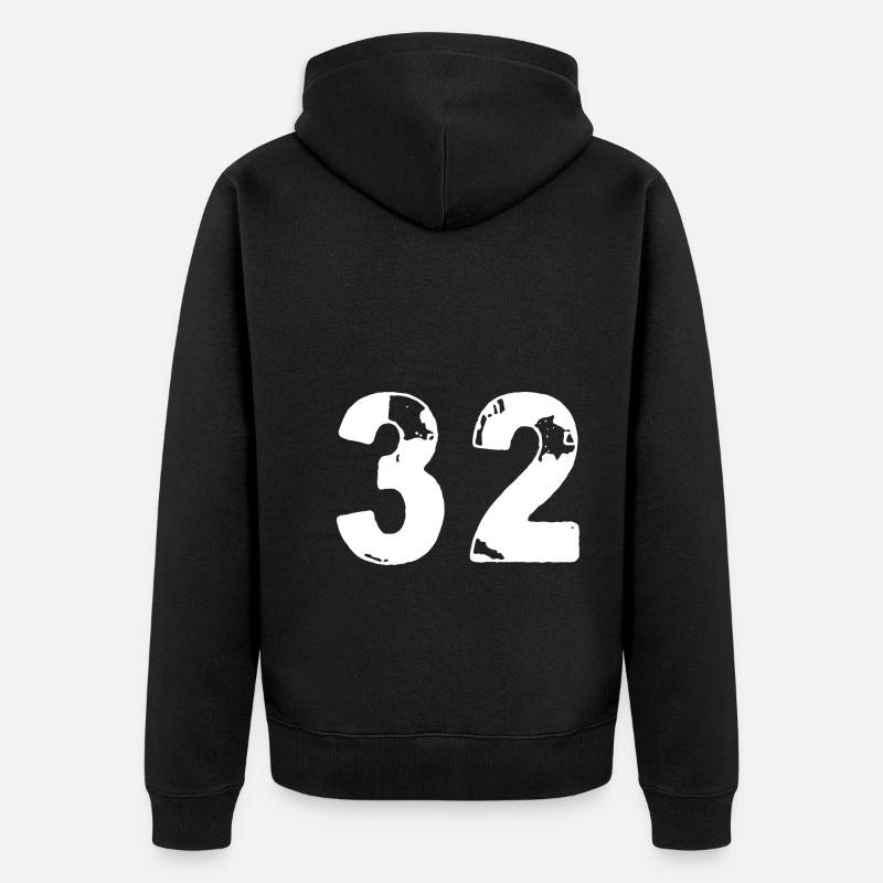 Maillot 32 Numéro - Veste à capuche bio Premium Unisexe - noir