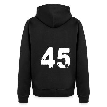 45 Zahl Trikot - Unisex Premium Bio Zip Hoodie - Schwarz - Hinten - Nico (187cm)