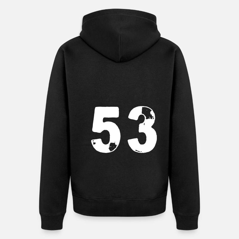 53 Numéro maillot - Veste à capuche bio Premium Unisexe - noir
