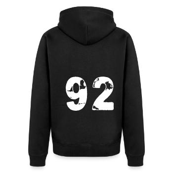 92 Maillot numéro - Veste à capuche bio Premium Unisexe - noir - Dos - Nico (187cm)