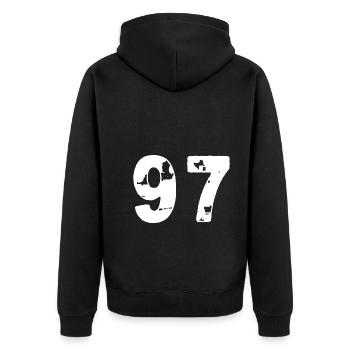 97 Numéro maillot - Veste à capuche bio Premium Unisexe - noir - Dos - Nico (187cm)